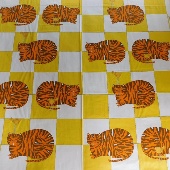 VTG Fat Cat Carleton Varney fabric Schumacher tabby kitty decorator material 1yd - Picture 3 of 15